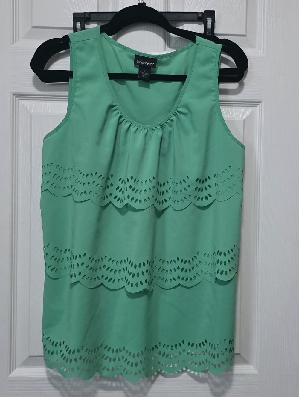 Lane Bryant Mint Green Eyelet Tiered Tank